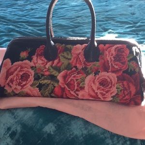 Clever Carriage handmade needlepoint satchel purse